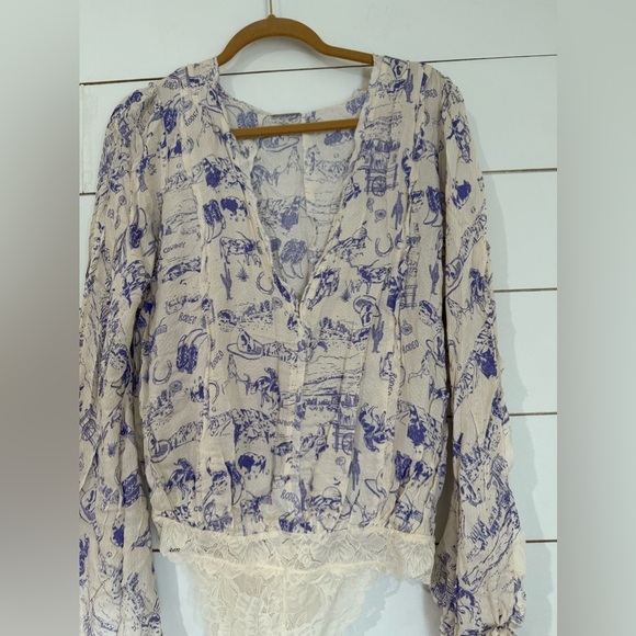NWOT  FREE PEOPLE Everything's Rosy Bodysuit - Blue - Picture 3 of 10